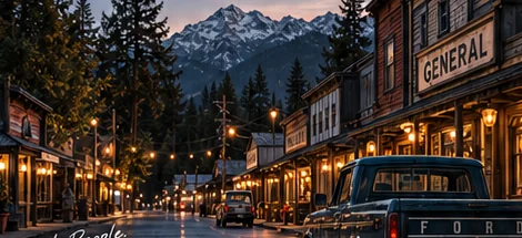 Small town at twilight concept image