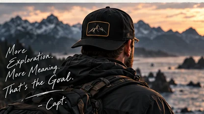 Concept photo of a traveler wearing an outdoors hat, facing away