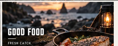 Fireside meal concept image