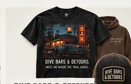 Concept merchandise for Dive Bars & Detours.